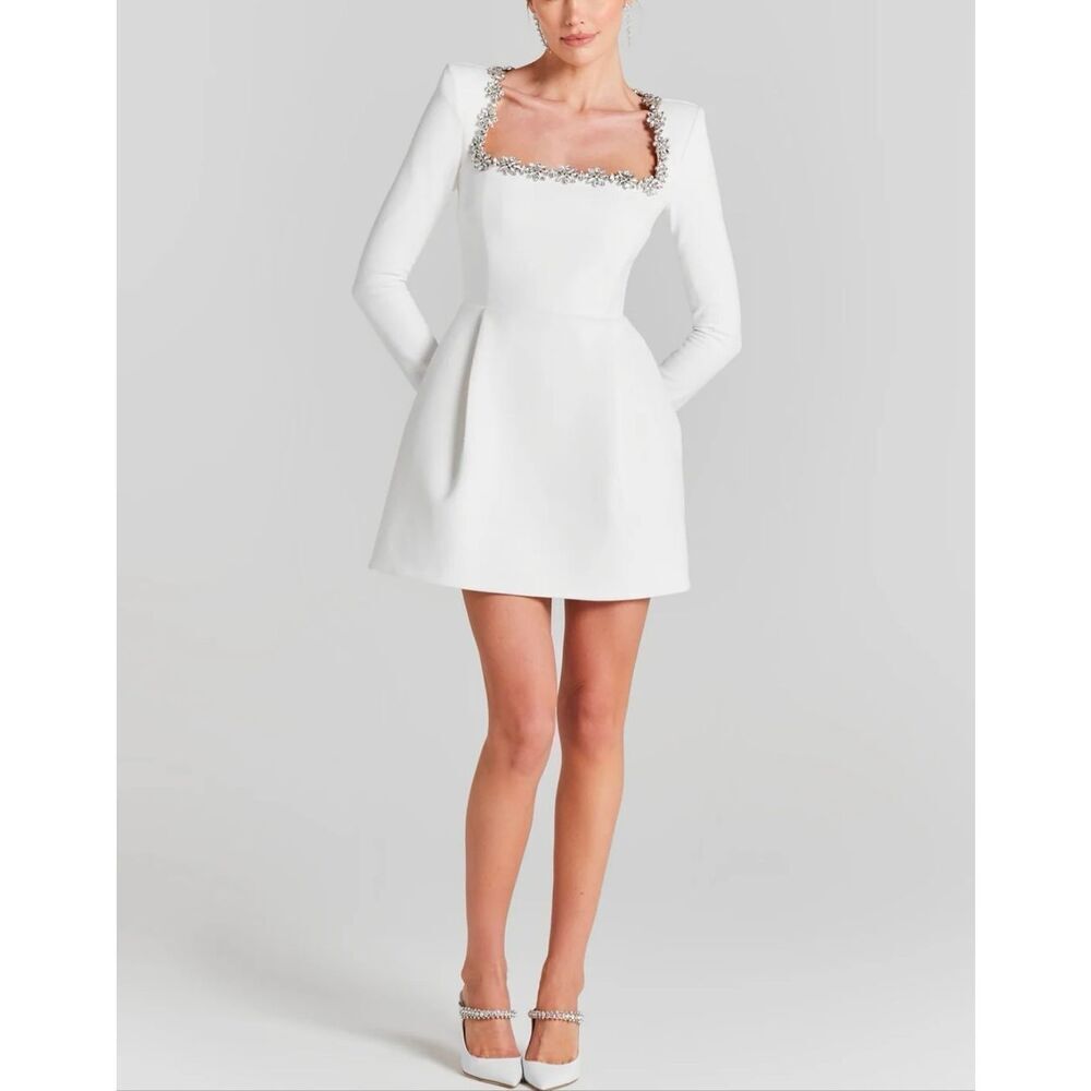 Nadine Merabi Kimberly Jeweled Dress | White in 8 - Picture 2 of 12